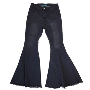 Turquoise Haven Black Jeans M Medium Black Bell Bottoms Flare Frayed HemBeauti
